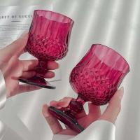 2 uds 190ml cristalería cola Vintage Rosa rojo relieve copa de champán alta transparente beber copa de vino - details 5