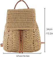 Bolso de paja para mujer, mochila de paja, moda, día trenzado, playa, verano - details 0
