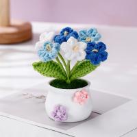 Flores de ganchillo hechas a mano de tulipán, ramo tejido terminado en maceta, flor de punto Artificial, regalo del Día de San Valentín, decoración de escritorio para el hogar - details 3
