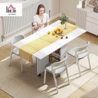 Mesa de comedor plegable con ruedas, alas abatibles y estantes para 4-6 personas, 75x140x74 cm, blanco - details 3