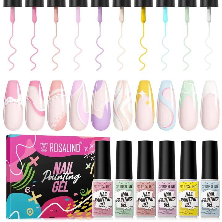ROSALIND-Juego de esmaltes en Gel para uñas, línea de pintura de 16 piezas, barniz semipermanente UV, Kits de arte - 1