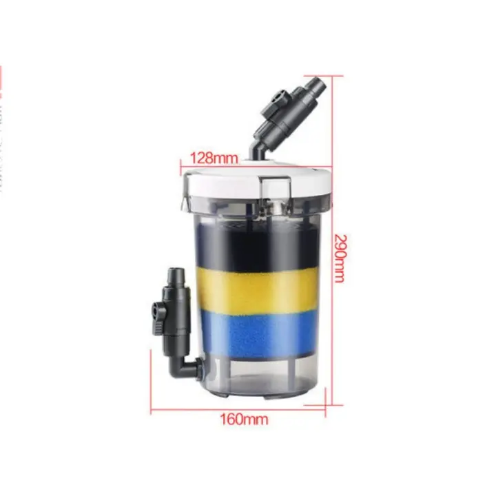 Prefiltro de pecera de plástico ultrasilencioso, prefiltro transparente con filtro de algodón externo para acuario, 6W - 1