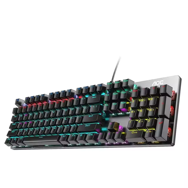 Teclado Mecánico de Panel de Metal GK410 104 Teclas Luz Verde RGB Para Juegos sin Impacto - 1