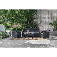 Conjunto de Jardín Sanremo con Dos sillones y sofá de 3 plazas con Mesa Auxiliar, Resina imitación ratán Trenzado - details 8