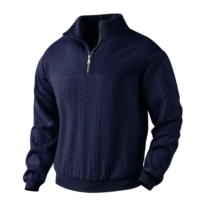 Nueva moda de primavera, sudaderas de manga larga, sudadera informal con cuello alto, jerseys, tops para hombre - 1