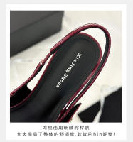Bolsa francesa cabeza tacón medio solo zapatos nuevo estilo de hadas cabeza cuadrada tacón grueso Mary Jane trasero vacío solo zapatos - details 4