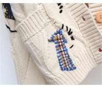 Cárdigan de punto cálido para mujer, chaqueta bordada con bolsillos, abrigo holgado, otoño e invierno, 2023 - details 5