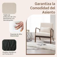 Silla Moderna de Madera, Butaca de Salon con Almohada Lumbar, Almohadillas de Fieltro Antideslizantes, Sillón de Lectura Tapizado en Tela, 79 x 65 x 77 cm (Beige) - details 5