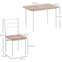 Juego de Comedor de Madera Natural y Blanco 5 Piezas de Mesa y Sillas con Patas de Acero para Cocina y Restaurante - details 6