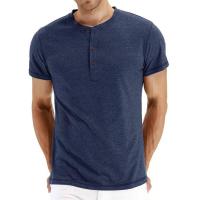 Camiseta de algodón de calidad de marca, cuello Henry, diseño de moda, ajuste slim, camisetas sólidas para hombre, camisetas de manga corta para hombre - details 1