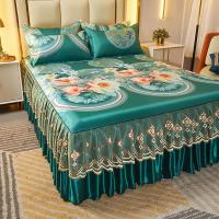 Funda de Cama de Encaje Clásico Royal Blue 2/3 Pcs Lavable con Banda Elástica - details 9