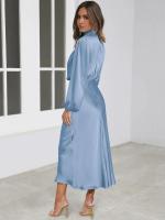 Primavera Verano nuevo vestido de manga larga de satén de gama alta vestido de noche elegante para mujer ropa de fiesta vestidos de celebridades - details 30