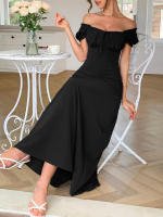 Vestido largo elegante de manga corta con hombros descubiertos para mujer, moda Primavera Verano - details 19