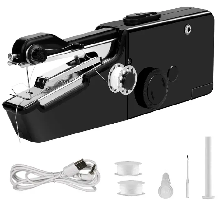 Kit de máquina de coser de Mano Eléctrica USB, Mini máquina de coser inalámbrica de reparación rápida para cortina de mezclilla y cuero - 1
