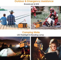Radio con energía solar, radio portátil con dinamo recargable, resistente al agua, de 5000 mAh, linterna, luz de lectura, alarma SOS, radio con manivela AM FM WB, ideal para acampar y hacer senderismo - details 2