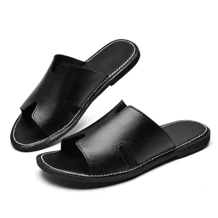 Zapatillas de verano nuevo desgaste de cuero de los hombres de arrastre antideslizante y desodorante zapatillas de los hombres - 1
