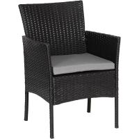 Muebles de jardín de Resina Trenzada Negra - 4 Asientos: 1 sofá, 2 sillones, 1 Mesa de Centro - Cojines Beige con - details 28