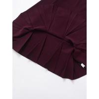 Vestidos cortos de punto plisados ​​con dobladillo para mujer, minivestido de manga larga con cuello redondo y bolsillos, Otoño e Invierno - details 10