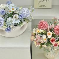 Ramo de rosas simuladas con bola bordada, ramo de mano de 44CM, bola de rosas artificiales, accesorios de fotografía para salón de bodas, decoración del hogar - details 11