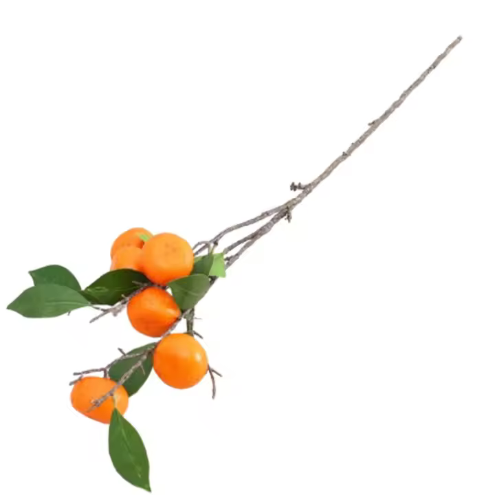 6 cabezas de ramas de limón artificiales, tacto Real, fruta naranja Artificial hecha a mano, plantas falsas realistas, decoración del jardín del hogar - 1