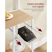 Panadería, Isla de Cocina con Tira Magnética de Cuchillo, Cesta de Alambre, Soporte de Papel de Cocina, - details 2