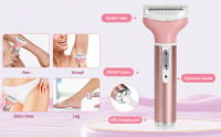 Maquinilla de afeitar eléctrica para mujer 4 en 1, maquinillas de afeitar corporales indoloras recargables y removedor de vello facial para bikini, piernas, cuerpo, cara, axilas, indoloras, recargables, portátiles, afeitadoras corporales para mujer - details 1