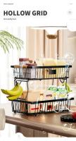 Cestas metálicas para frutas y verduras, accesorios de iluminación de cocina móviles apilables con ganchos y asas de madera - details 9