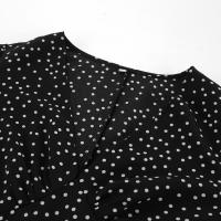 Vestido francés con volantes y cuello en V, manga abombada, estampado de puntos, novedad de verano, moda para mujer - details 15