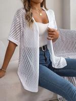 Cárdigans de punto de manga corta de color sólido casual para mujer - details 7