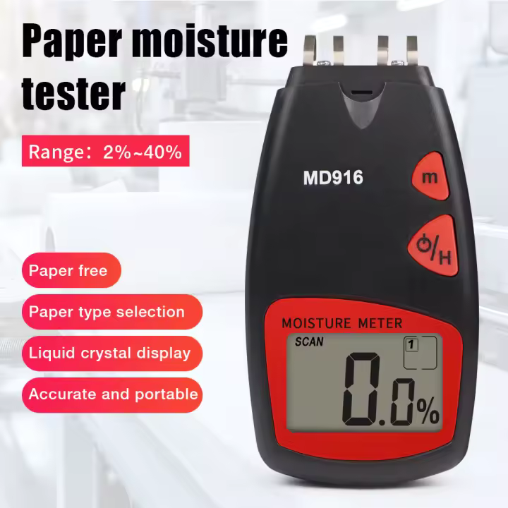 Medidor de humedad de papel con pantalla LCD, Detector de humedad de papel de madera con precisión del 0.5%, probador de contenido de humedad del 2-40%, higrometro Digital - 1