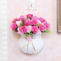 Cesta de flores colgante para fiesta de jardín, jarrón artesanal hecho a mano, organizador de artículos diversos, macetas de ratán Artificial para pared, decoración del hogar - details 14