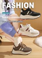 Zapatos de Mujer de Invierno 2024 Zapatillas de Tablero Esparcedido Grueso con Suela de Cuero y Polvo de Vellón Aumento de Altura - details 1