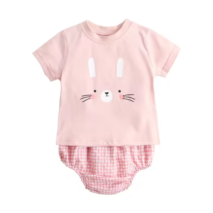 Conjunto de Ropa de Bebe Fashion Casual Unisex para Niño con Manga Corta + Inferior 2 Piezas Verano - 1
