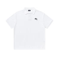 Polo de corte recto y holgado de marca de moda americana, tejido de doble brillo de puro algodón con logotipo bordado clásico, camisa de manga corta sin cuello para hombre, nueva camiseta informal de estilo veraniego para parejas - details 0