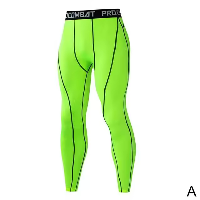 Mallas ajustadas de compresión de cintura alta para hombre, pantalones deportivos ajustados para Fitness, entrenamiento, Yoga - 1