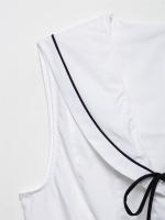 OUWU Top de Arco Decorativo Sólido de Color Elegante Cuello en V sin Mangas - details 7