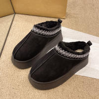 Botas de nieve de piel integrada 2 zapatos de algodón cálido de lana bolsa cabeza media arrastre zapatos de pelo - details 24