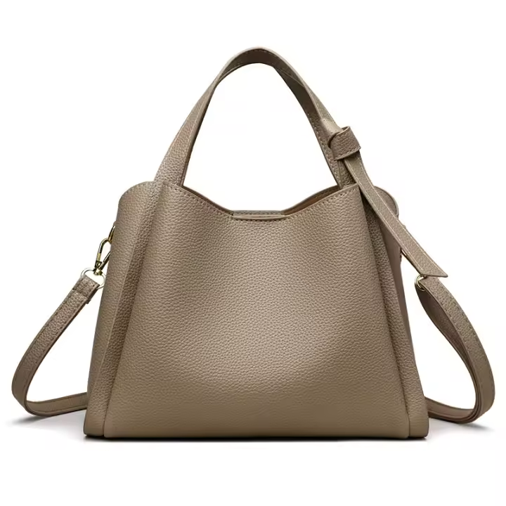 Bolso de cuero suave para mujer, bolso tipo cesta de verduras para mujer, bolso de hombro de alta gama, bandolera, versátil, tipo cubo. - 1