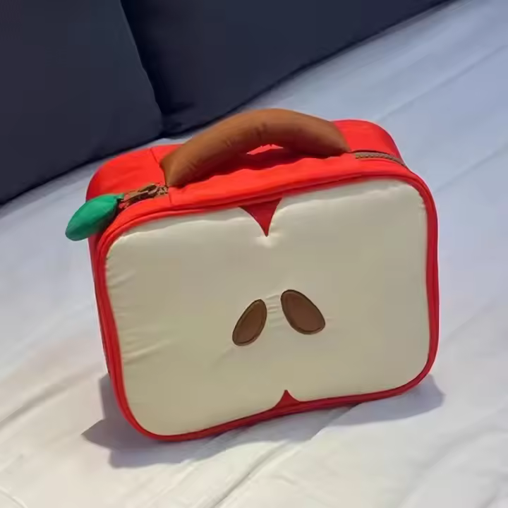Bolsa de Maquillaje con Patrón de Manzana de Dibujos Animados Bolsa de Almacenamiento de Viaje para Mujer Bolsa de Mano para Artículos de Tocador y Cosméticos Regalo de Navidad Ideal - 1