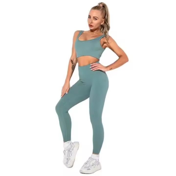 Conjunto de Yoga sin Costuras Ropa de Entrenamiento de Cintura Alta Shorts de Entrenamiento - 1