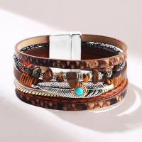 Pulsera Vintage de Pluma y Cuero con Turquesa Joyería y Bisutería para Mujeres - details 7