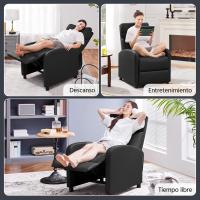 Sillón de Masaje Sillón Relax Silla Butaca Sofá Sillón Ajustable Sillón de Relajación con Función Reclinable para Sala de Estar Negro - details 5
