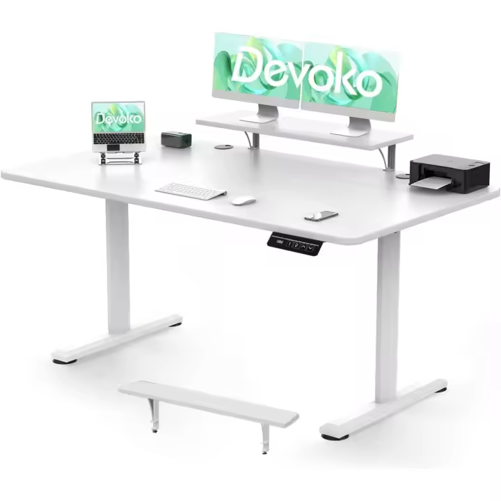 Escritorio Elevable Eléctrico Tablero de 160 x 70cm Altura Ajustable 2 Opciones de Memoria Inteligente Ideal para Estudiar y Trabajar - 1