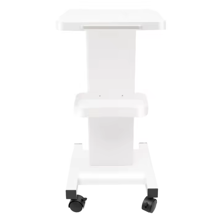 Carro rodante para salón de belleza, equipo de soporte con rueda móvil, 35x70cm/13,8x27,56 pulgadas, Metal blanco - 1