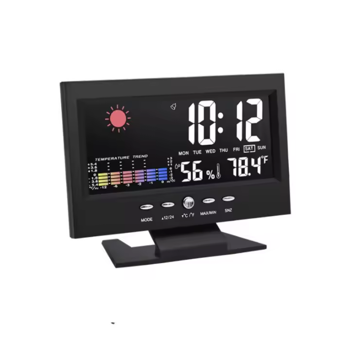 Calendario perpetuo, reloj meteorológico LED, pantalla a Color, retroiluminación, despertador electrónico, retroiluminación activada por voz, despertador de escritorio - 1