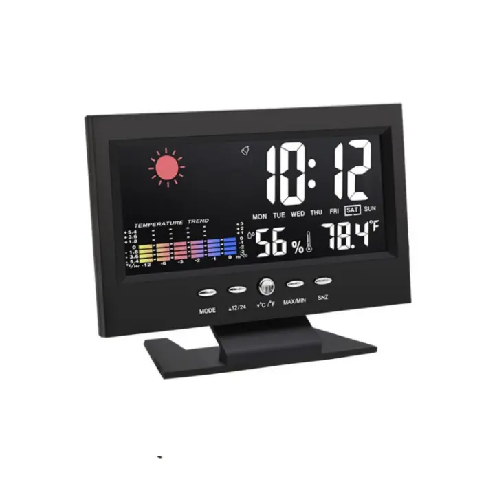 Calendario perpetuo, reloj meteorológico LED, pantalla a Color, retroiluminación, despertador electrónico, retroiluminación activada por voz, despertador de escritorio - 1