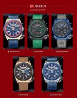 Reloj de Negocios Elegante CURREN 8392 Correa de Cuero de Lujo Estilo Retro Azul Verde Gris Marrón - details 5