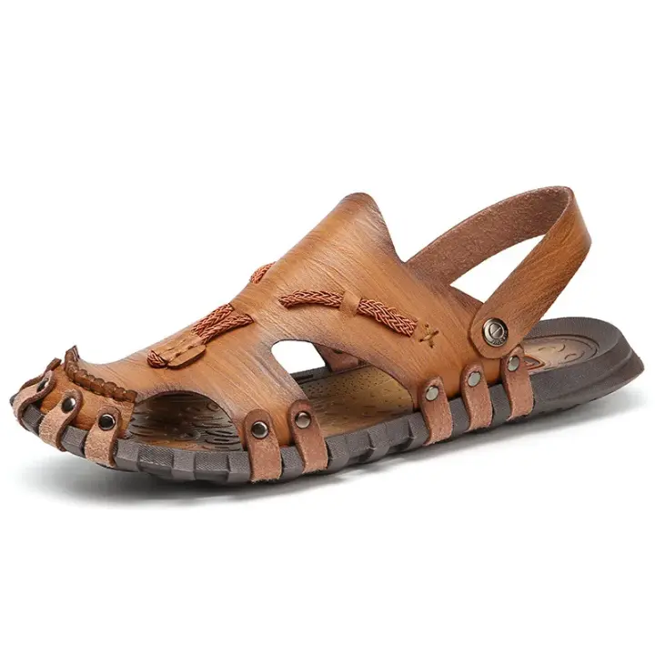 Sandalias de cuero veraniegas para hombre, cómodas, ligeras y antideslizantes - 1
