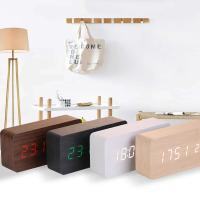 Reloj despertador Digital LED de madera con Control de voz y temperatura, despertador electrónico de escritorio - details 8