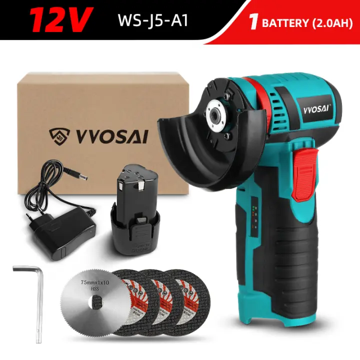 VVOSAI-amoladora angular sin escobillas, 12V, 19500RPM, pulidora eléctrica, Mini corte inalámbrico, batería de litio, herramienta eléctrica - 1
